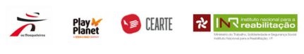 Logotipos: Os Mosqueteiros; Play Planet; CEARTE e INR