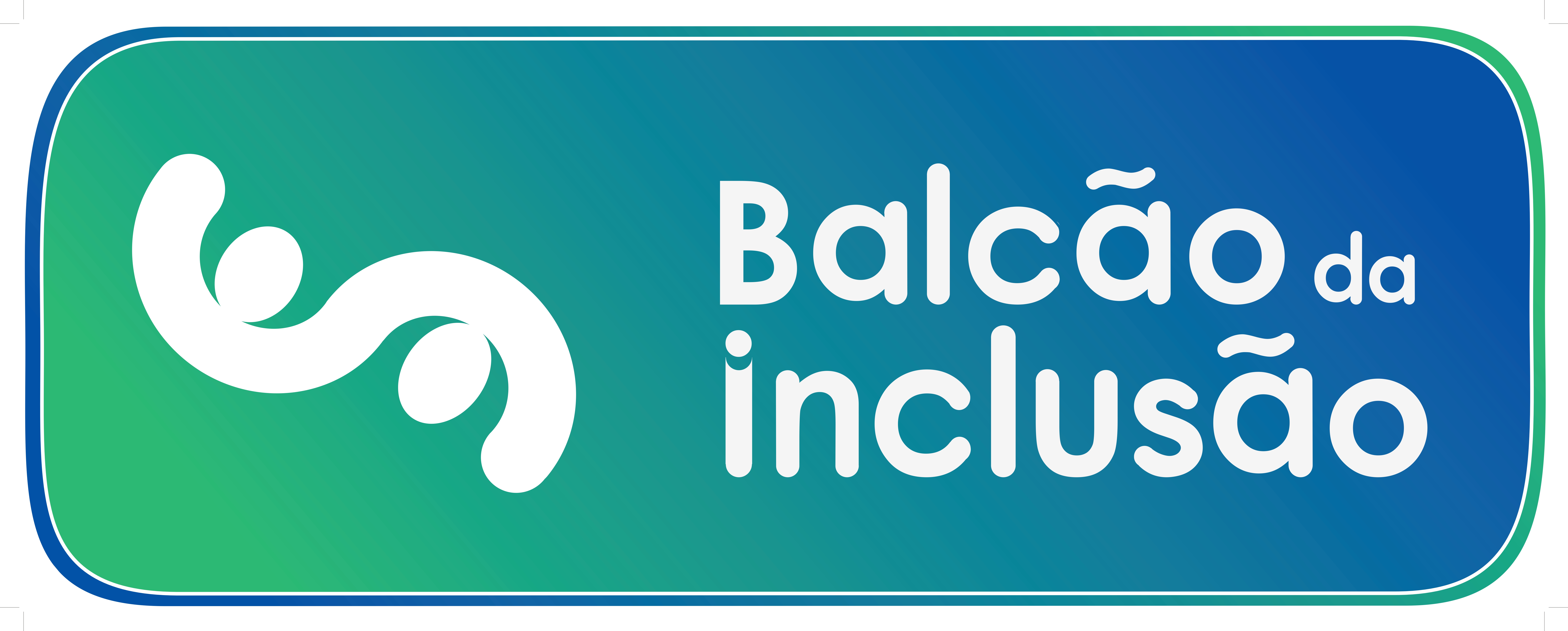 A greenish-blue rectangle with rounded corners is visible, with the text “Balcone of Inclusion” in white letters inside. On the left side of the text is a blank abstract figure.