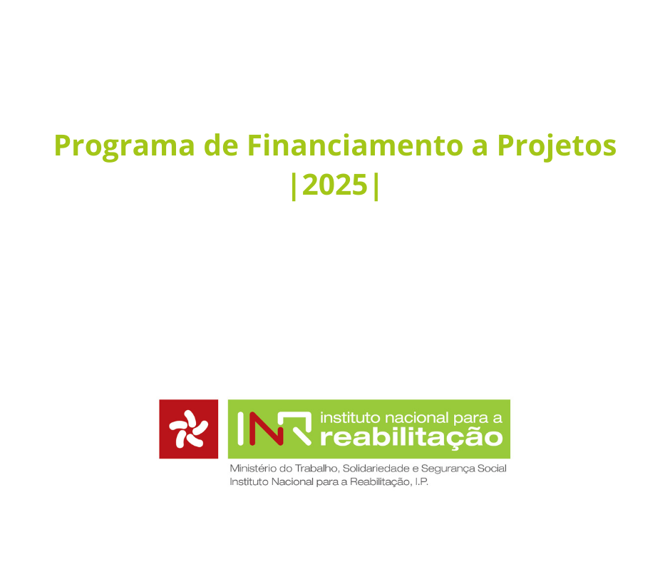  Num fundo branco, encontra-se o texto “Programa de Financiamento a Projetos 2025” em letras verdes. No rodapé é visível o logótipo do INR. 