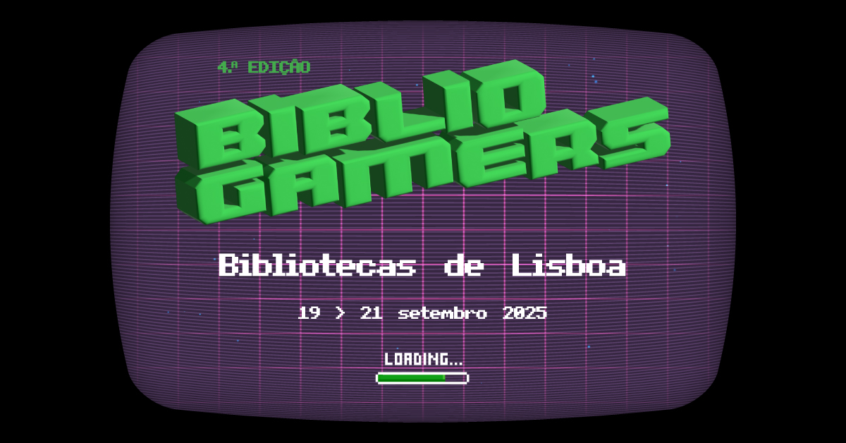  Imagem com fundo roxo e grade rosa, simulando um monitor de computador retro. No topo, lê-se 