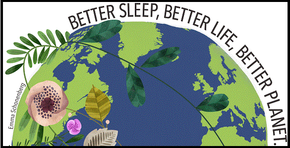 Metade de um globo terrestre enfeitado com flores | Better sleep, better life, better planet.