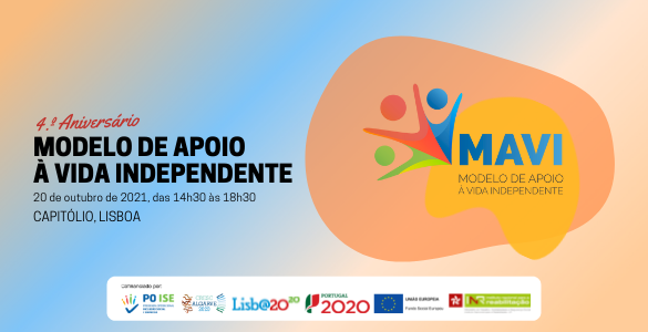 MAVI logo, under a coloured background, accompanied by the text: 4th Anniversary of the Independent Life Support Model