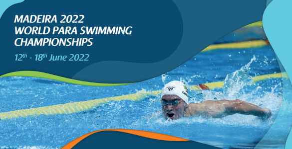 Nadador em competição com legenda Madeira 2022 World Para Swimming Championships 12th-18th June 2022