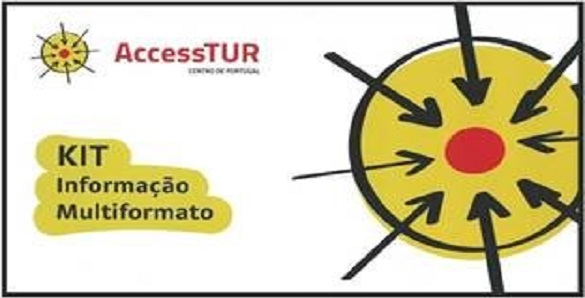 Access Tur - Kit Informação Multiformato |circulo amarelo com circulo vermelho dentro e oito setas desenhadas a apontar para o circulo vermelho