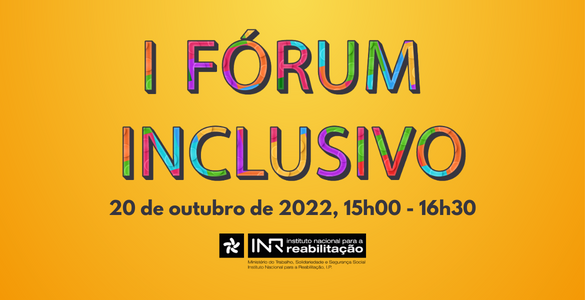 Imagem a fundo amarelo torrado, ao centro informação do evento, com o logotipo do INR a preto