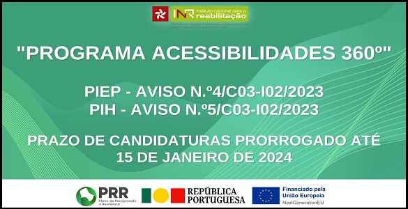 Imagem ilustrativa do Programa Acessibilidades 360 com a identificação dos 2 avisos abertos.
